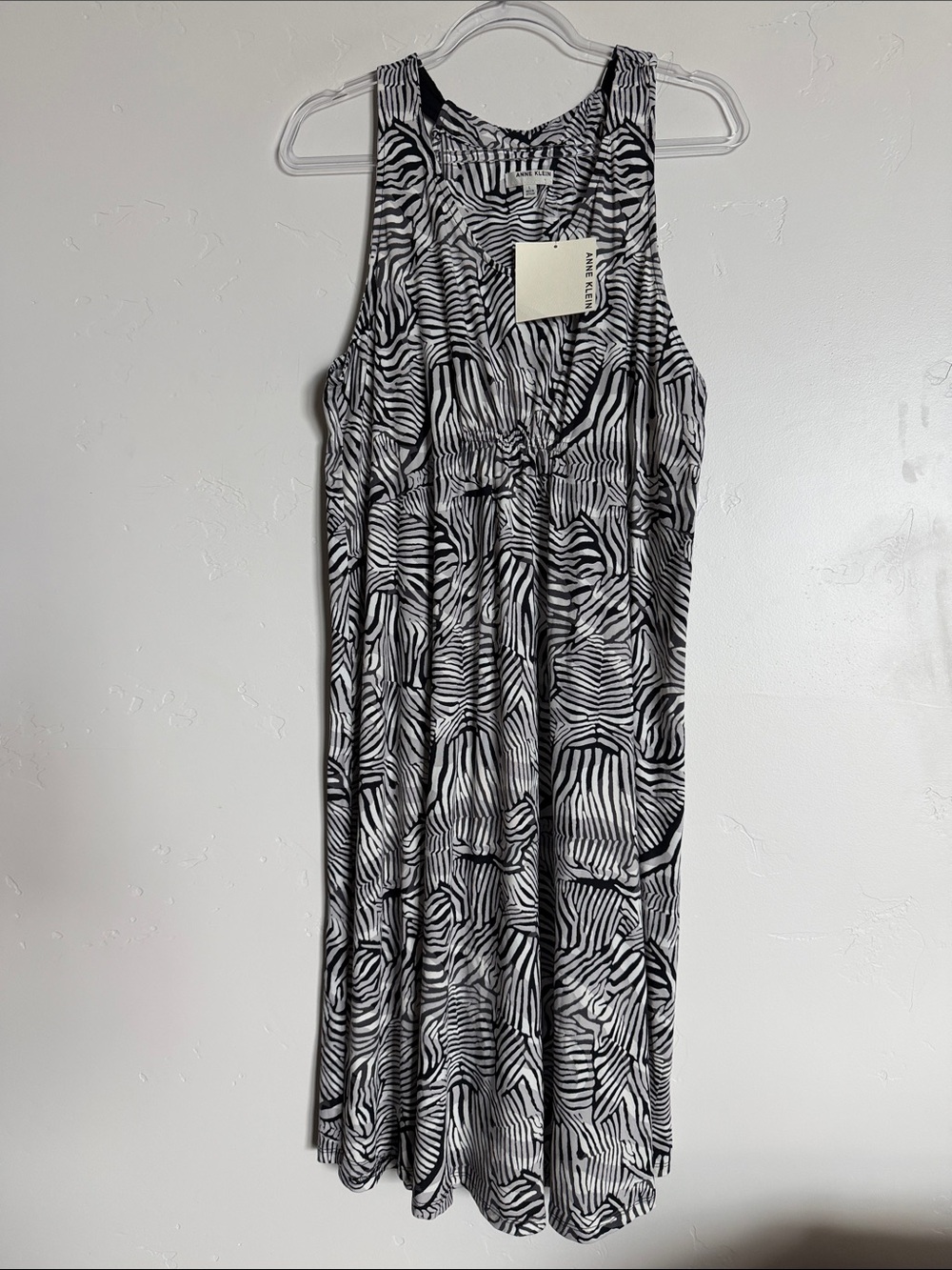 Anne Klein Black and White Zebra-Print Midi Dress